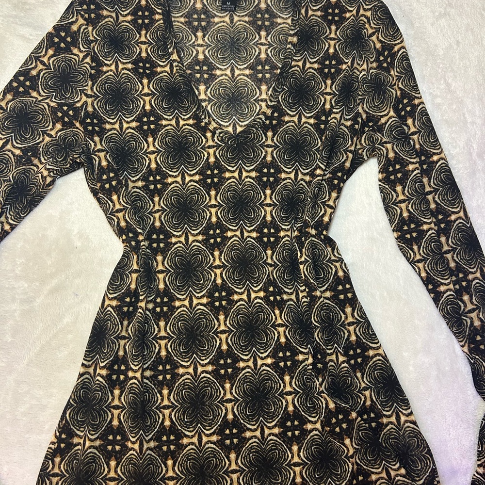 Elegant Black and Cream Floral Dress